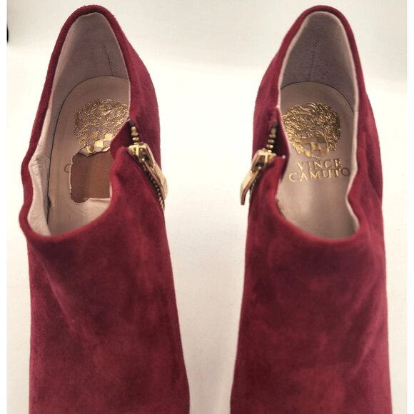 Vince Camuto Red Suede Ankle Booties With Gold Zippers – Size 8 - Picture 5 of 9